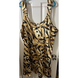 Winlar Womens Satin Nightie Slip Dress Silky Sexy Animal Print Womens Size 3X